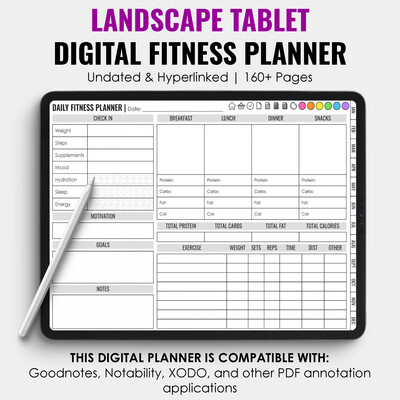 Digital Fitness Planner | Tablet Digital Fitness Planner | Tablet