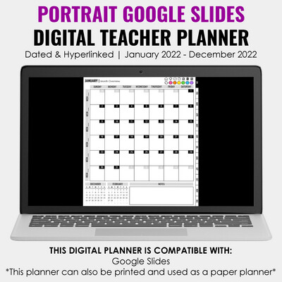 2022 Google Slides Digital Teacher Planner | Portrait