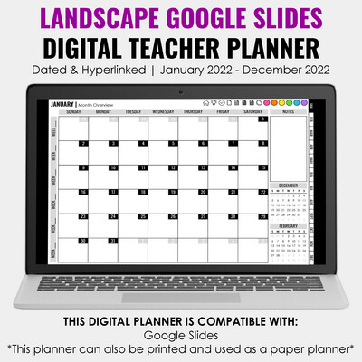 2022 Google Slides Digital Teacher Planner | Landscape