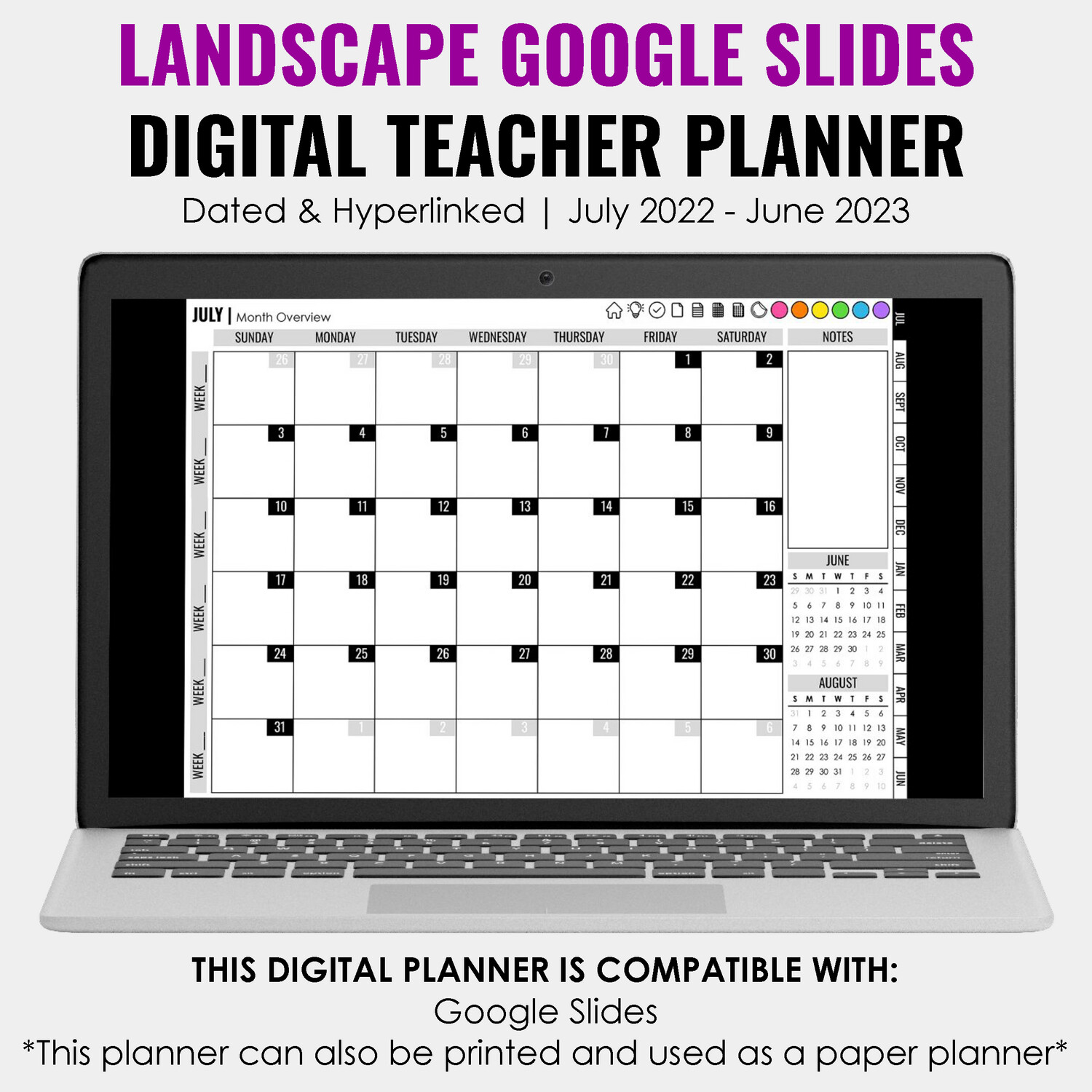 2022-2023 Google Slides Teacher Planner | Landscape