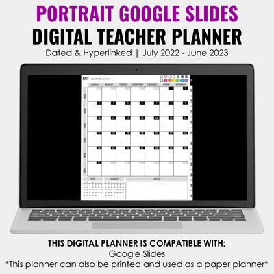 2022-2023 Google Slides Teacher Planner | Portrait