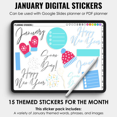 January Digital Stickers