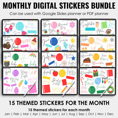 Monthly Digital Stickers BUNDLE