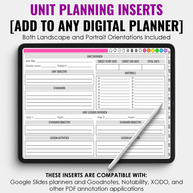 Unit Planning Inserts