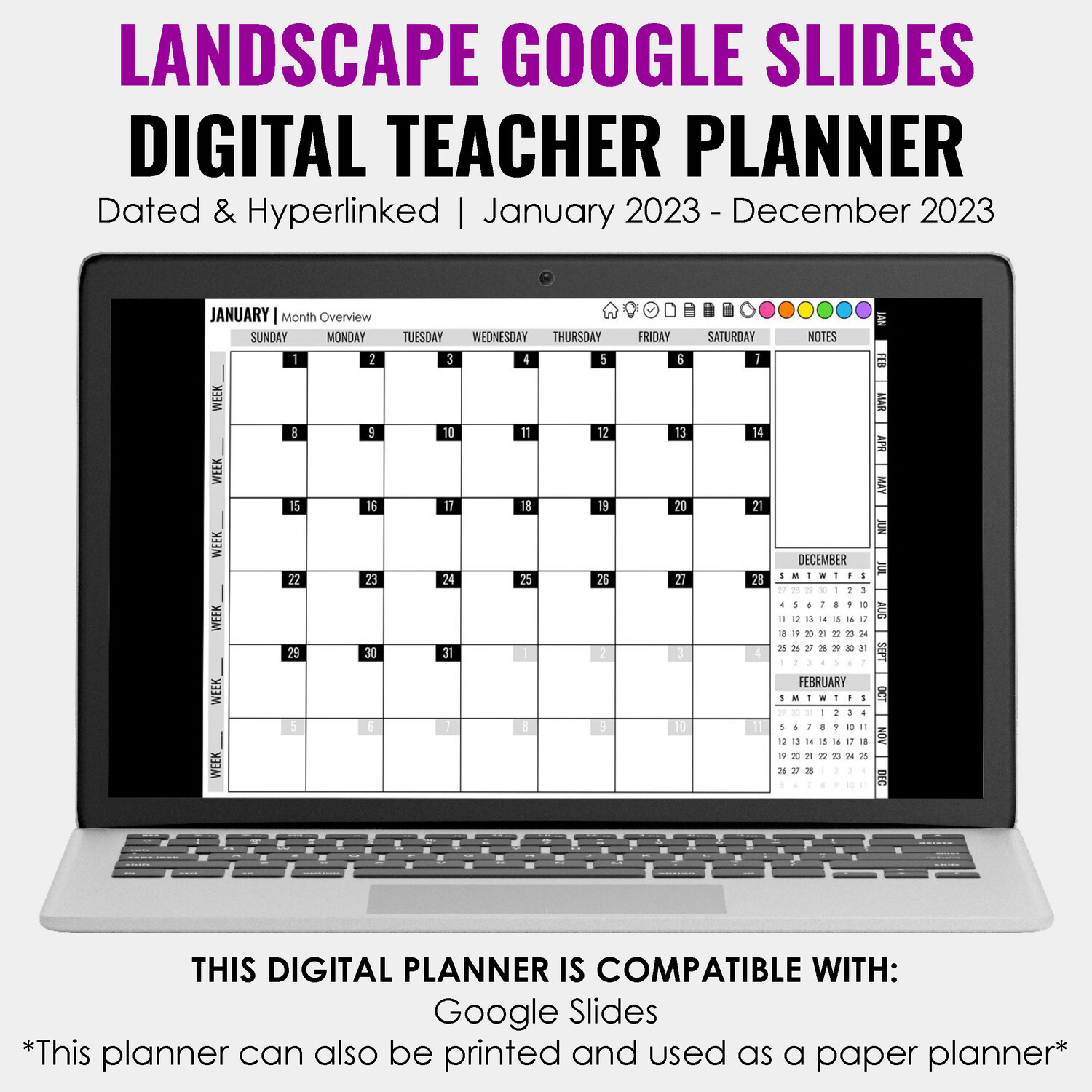 2023 Google Slides Digital Teacher Planner | Landscape