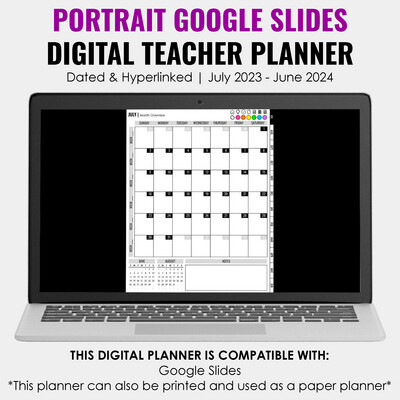 2023-2024 Google Slides Teacher Planner | Portrait