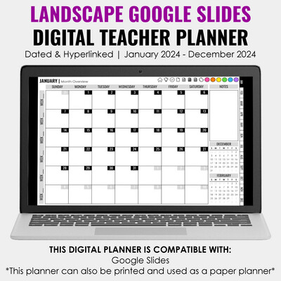 2024 Google Slides Digital Teacher Planner | Landscape