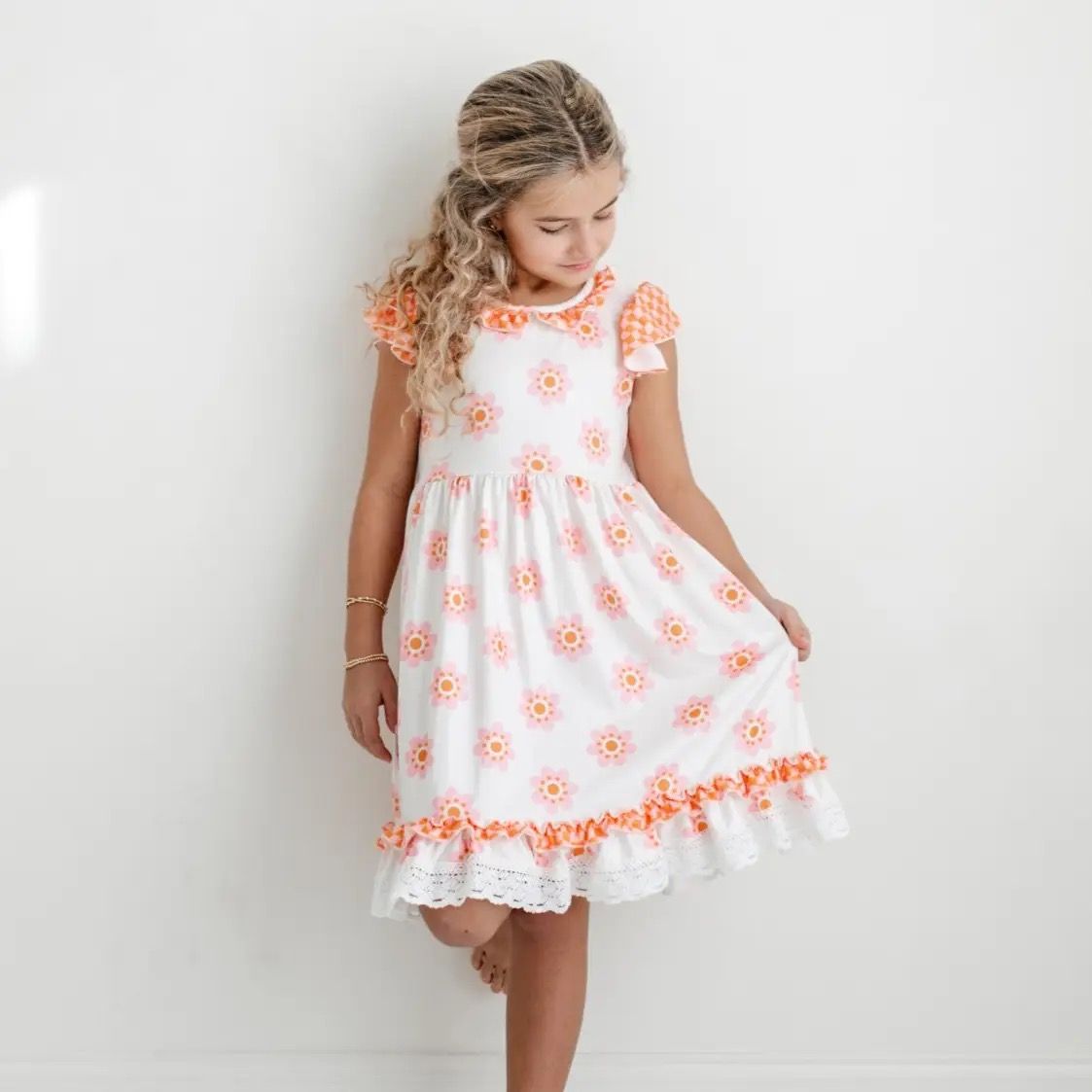 Flower Check Dress