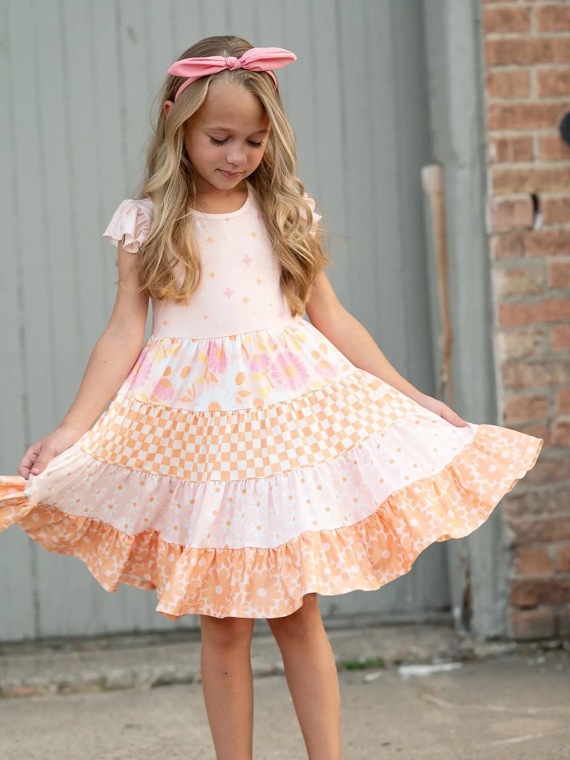 Tiered Check Dress