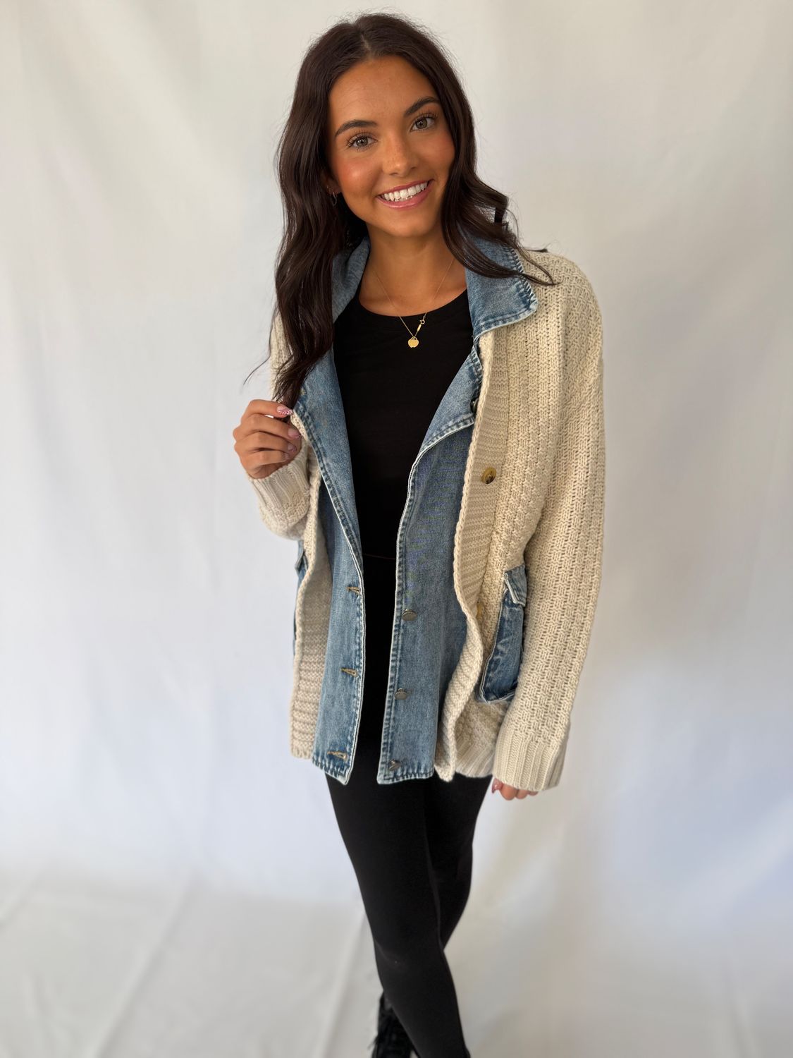 Stay Cozy Knit Denim Jacket