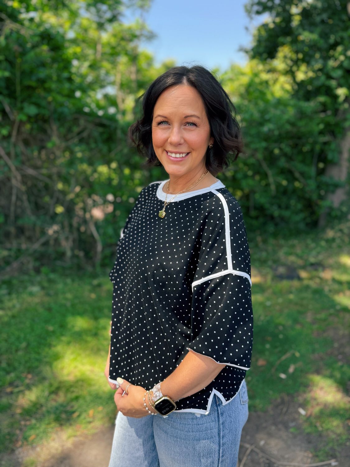 22761 Polka Dot Trim Top