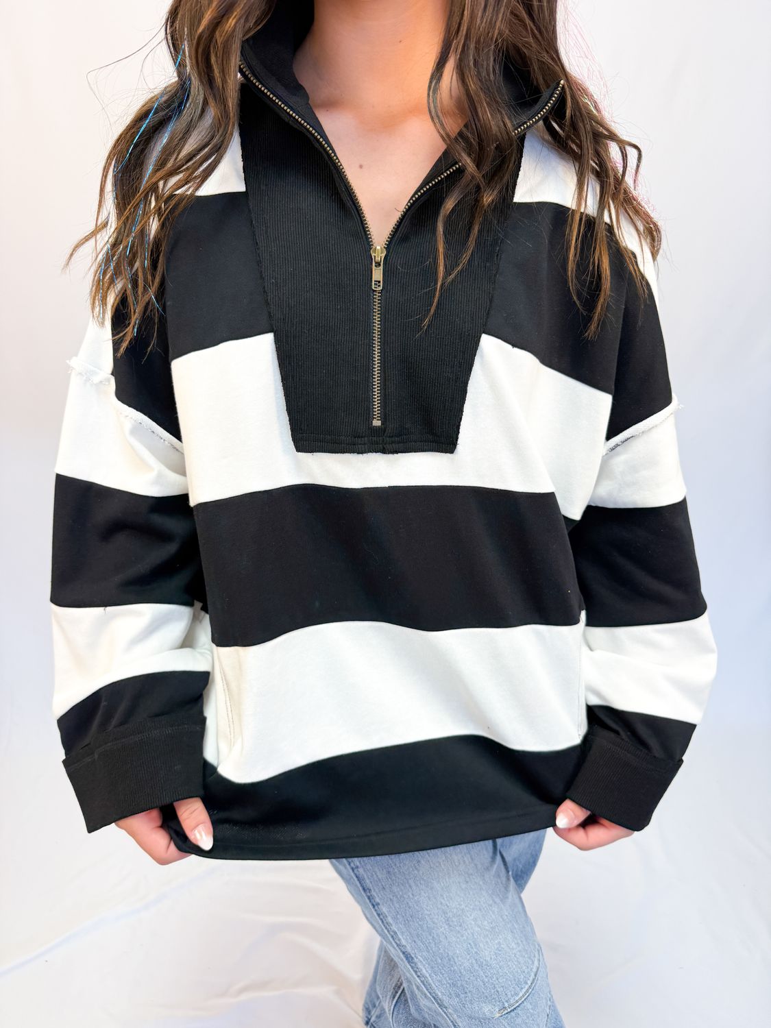 21711 Varsity Stripe Zip Pullover