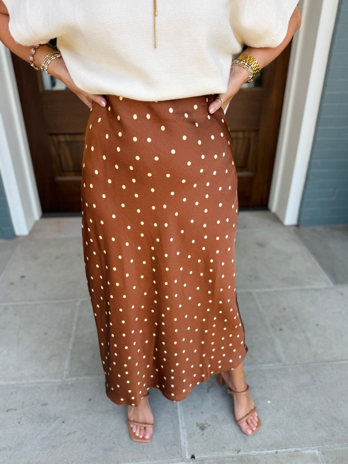 46015 Polka Dot Satin Skirt