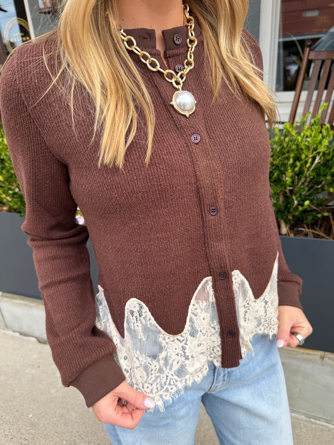 200060 Lace Hem Cardigan