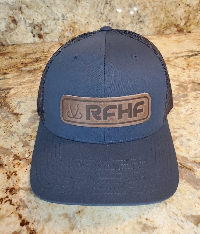 Double hook leather patch/navy