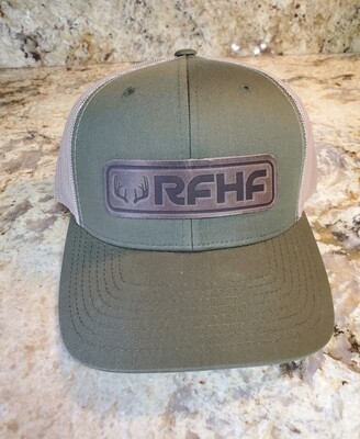Leather patch antler logo /khaki/green