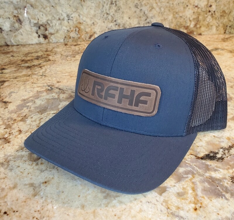 Double hook leather patch/navy