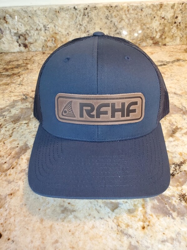 Leather redfish patch/navy hat