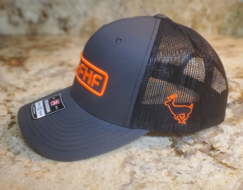 Charcoal/black/orange antler logo