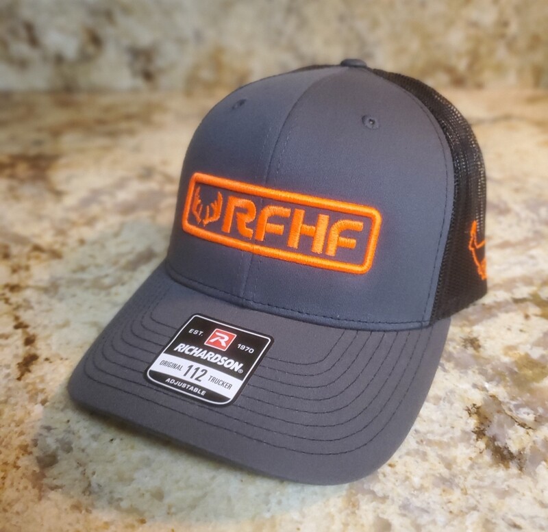 Charcoal/black/orange antler logo
