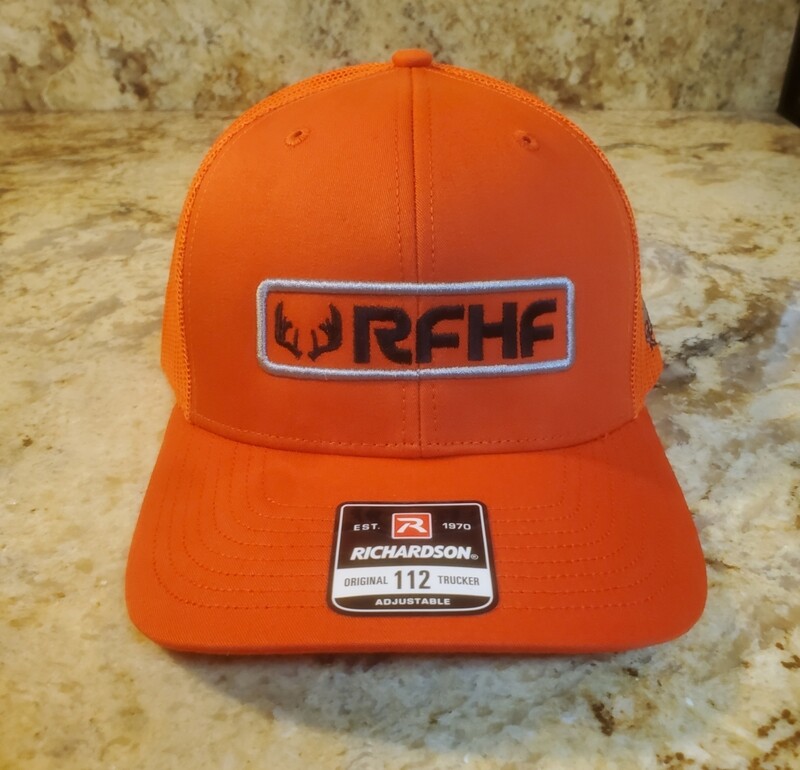 Solid orange dog hunter /black and grey logo
