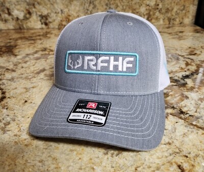 Heather Grey and White with teal accent Snapback