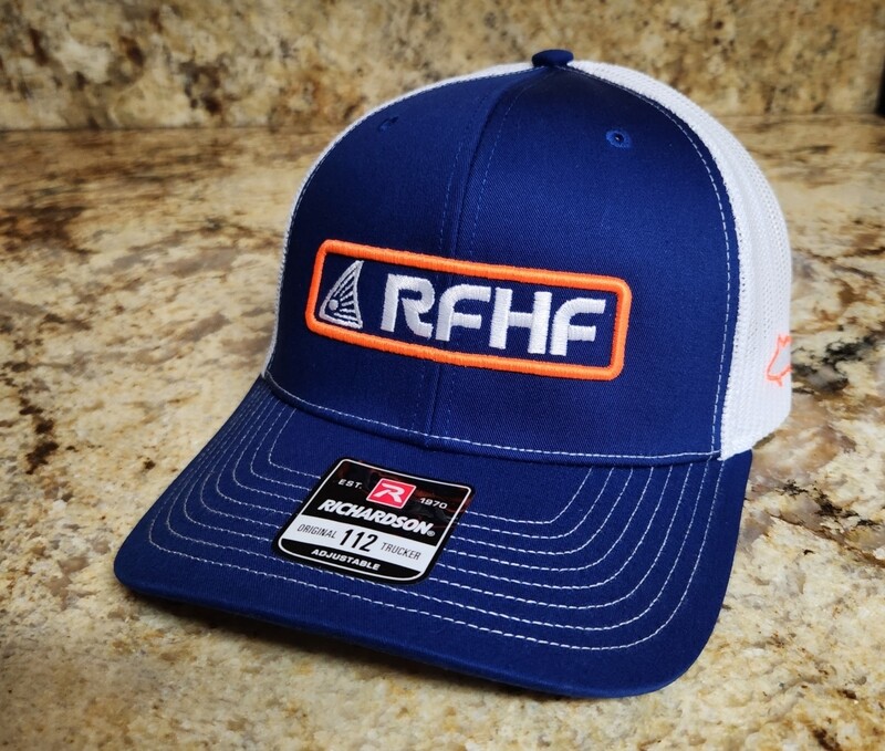 Blue and white with orange accent Snapback