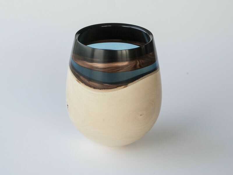 Natural edge sycamore with copper and turqoise resin