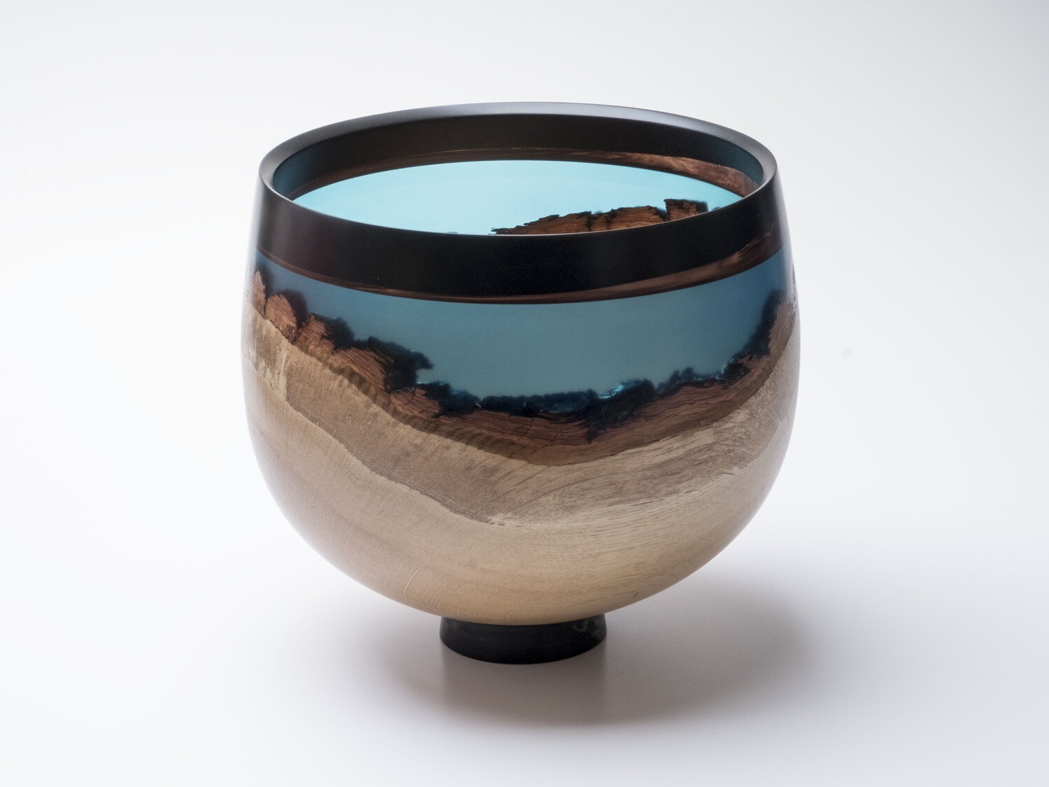 Natural edge oak with turquoise and copper resin