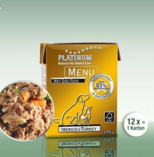 PLATINUM MENU Iberico+Turkey Nassnahrung Iberico und Truthahn 12 Pack 4,5 kg