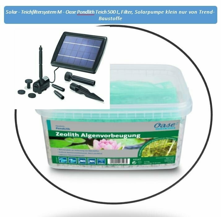 Solar - Teichfiltersystem M - Oase Pondlith Teich 500 L, Filter, Solarpumpe klein nur von Trend-Baustoffe