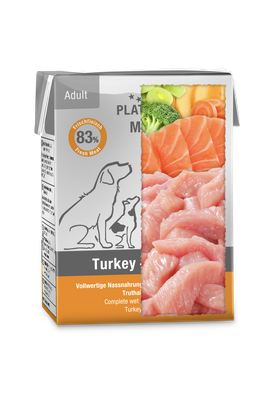 PLATINUM MENU Turkey+Salmon Nassnahrung Truthahn und Lachs 12 Pack 4,5 kg