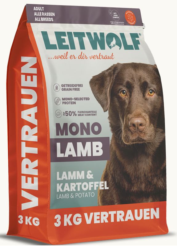 Leitwolf MONO LAMB ADULT - Lamm & Kartoffel 3 kg  Leitwolf