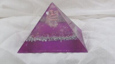Large Pyramid Orgonite- Purple/ Arkansas Quartz Crystal/ Natural Amethyst Raw Stone & Minerals