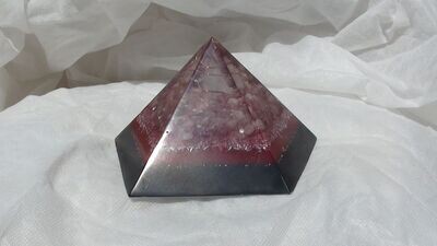 Large MerKaBa Orgonite - Red & Black / Arkansas Quartz Crystal, Natural Raw Strawberry Crystal Stone & Minerals