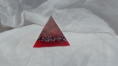 Small Tetrahedron Orgonite -Red/ Strawberry Quartz Crystal Stones & Minerals