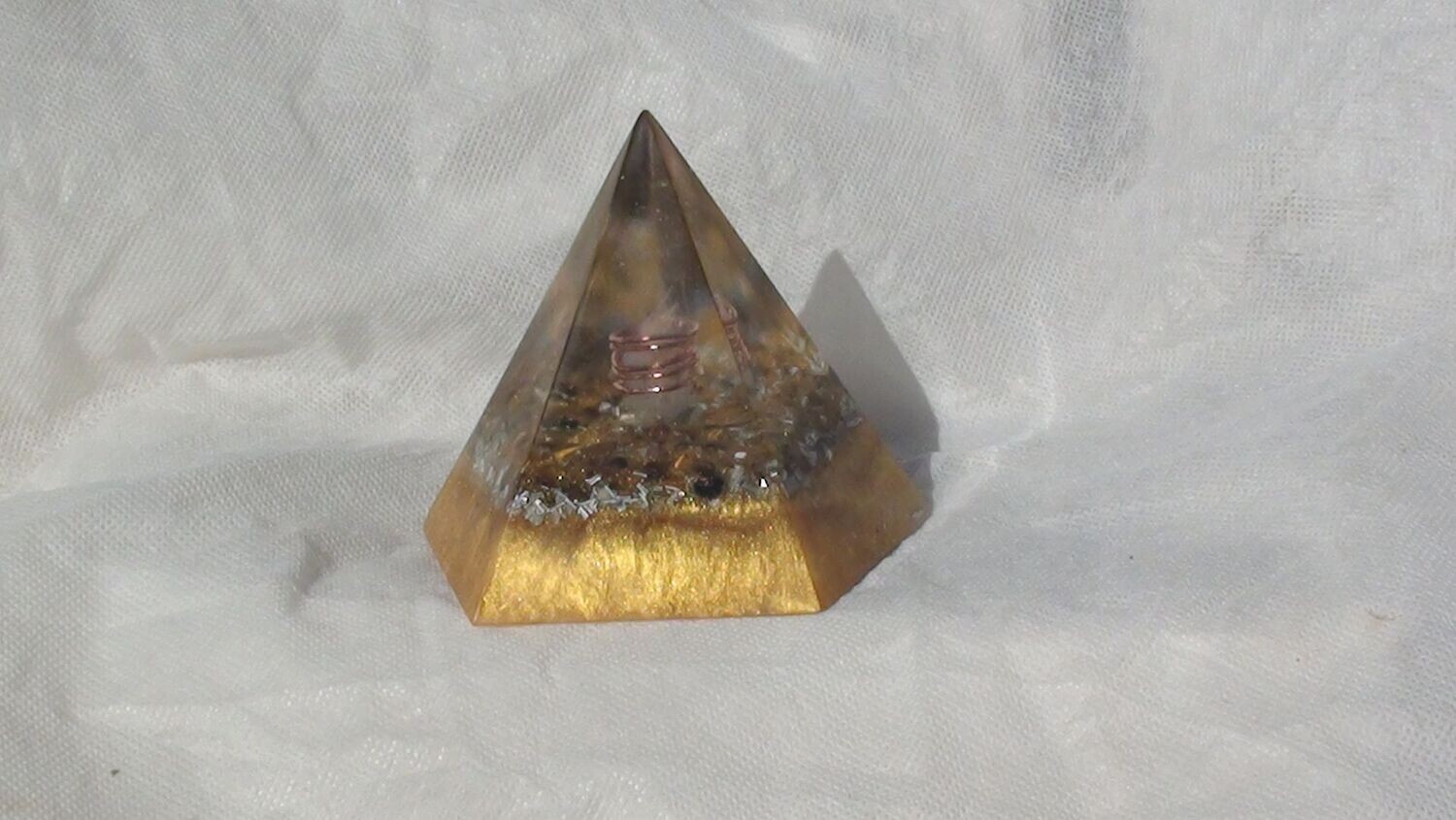 Small MerKaBa Orgonite- Metallic Gold/ Brazil Quartz Crystal, Tiger Eye Stones & Minerals