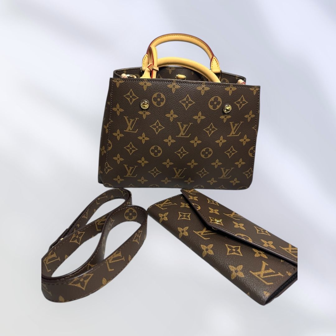 Louis Vuitton-Inspired Monogram Tote &amp; Wallet Set