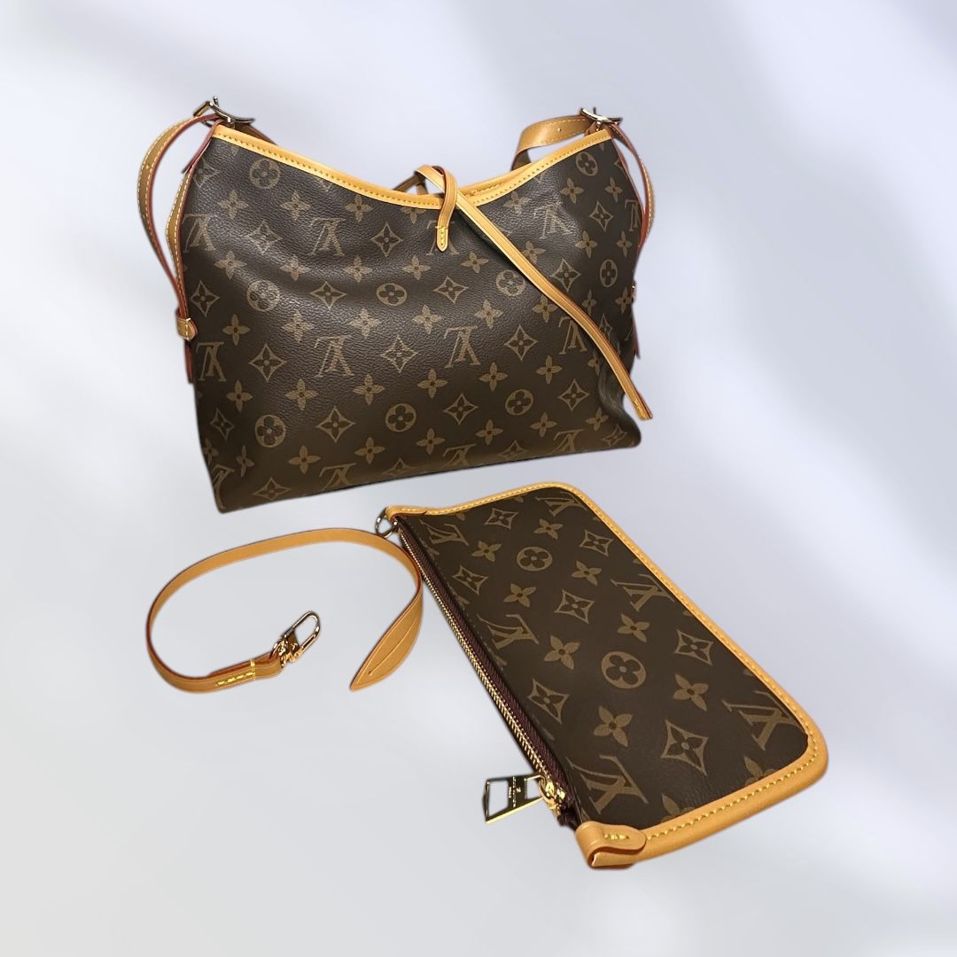 Louis Vuitton-Inspired Graceful Tote &amp; Wristlet Set – Monogram Brown