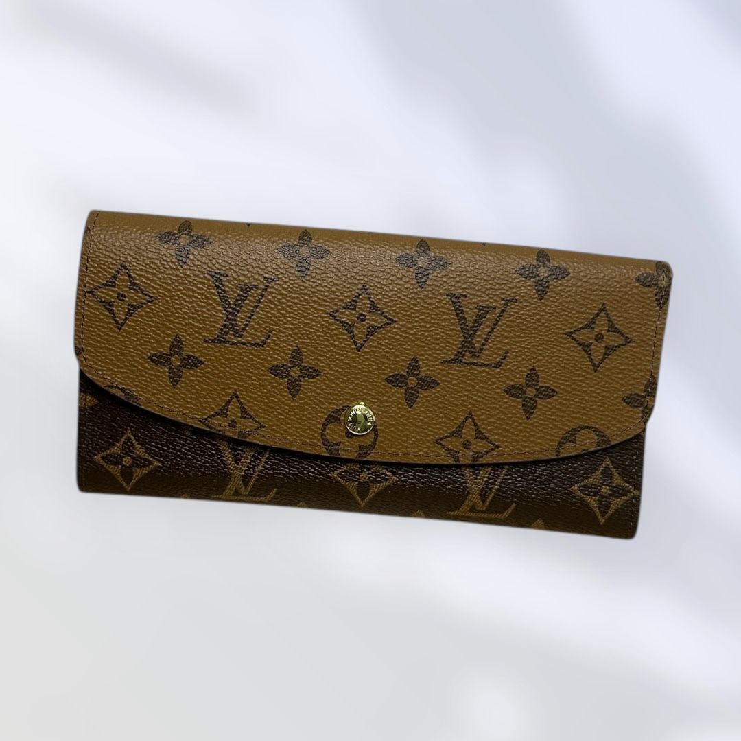 Louis Vuitton-Inspired Monogram Flap Wallet – Two-Tone Brown