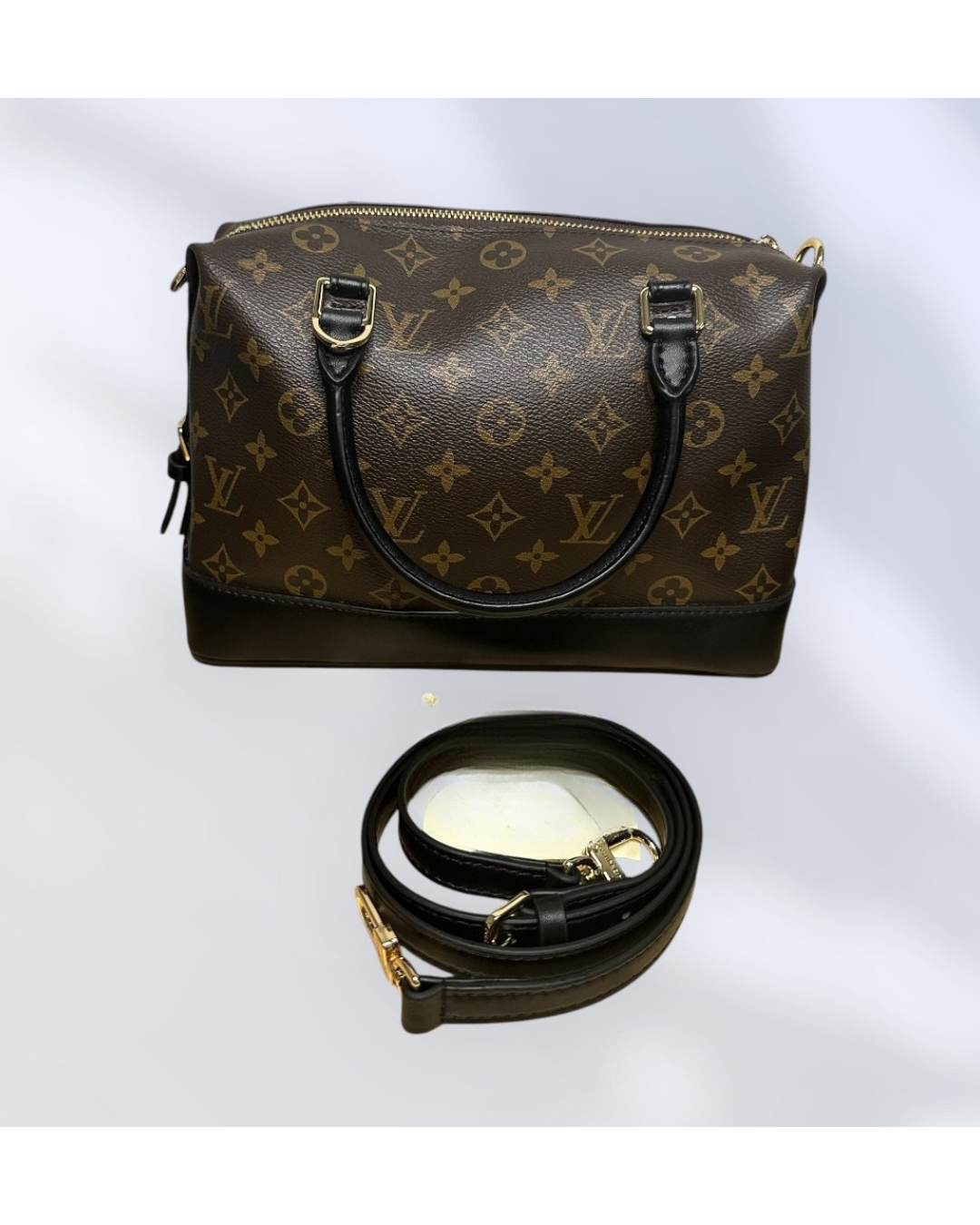 Louis Vuitton-Inspired Speedy Bandoulière Satchel – Monogram Brown &amp; Black