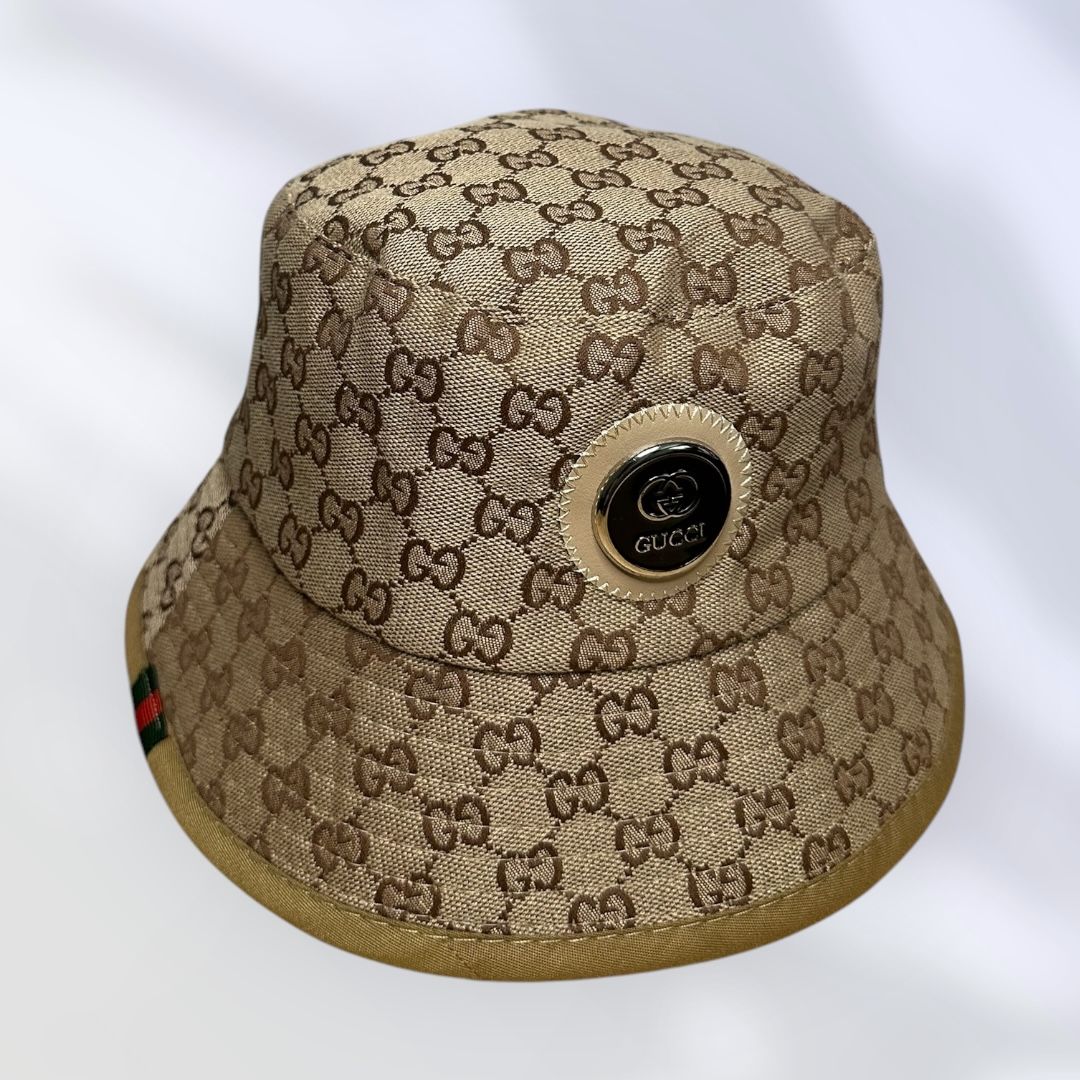 Gucci-Inspired Monogram Bucket Hat – Beige GG Canvas