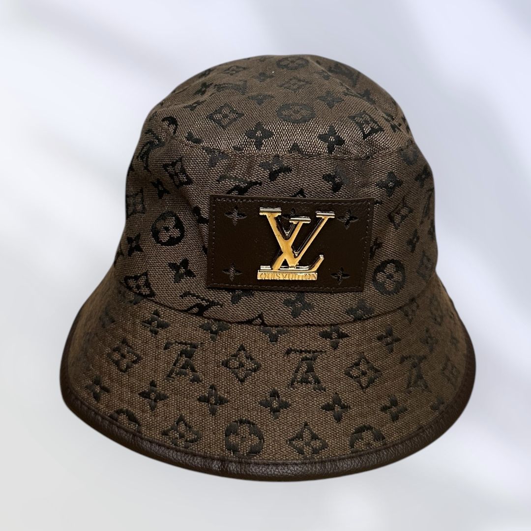 Louis Vuitton-Inspired Monogram Bucket Hat – Dark Brown