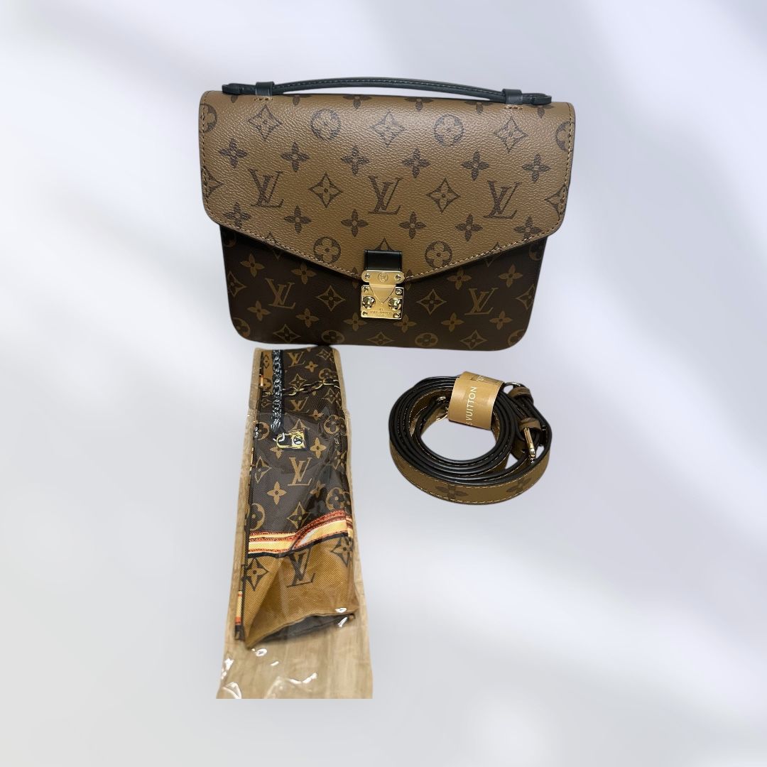 Louis Vuitton-Inspired Two-Tone Monogram Satchel Set – Brown