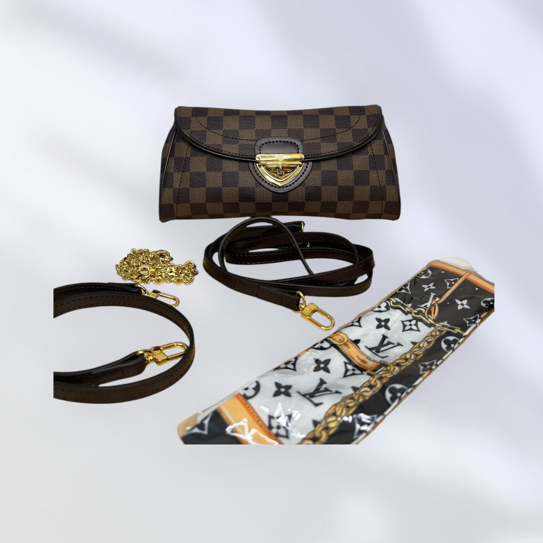Louis Vuitton-Inspired Brown Damier Clutch Set