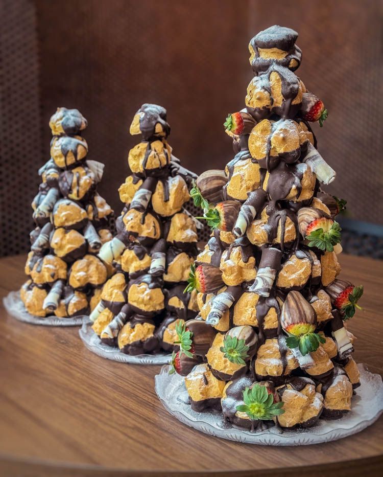 three profiterole towers