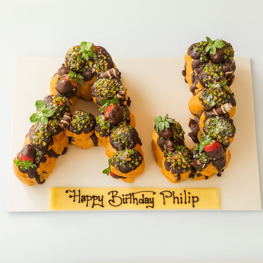 profiterole double letters cake