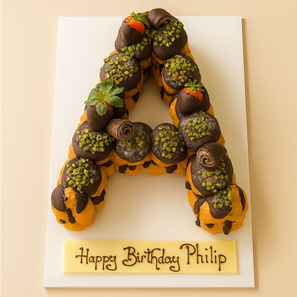 profiterole single letter cake