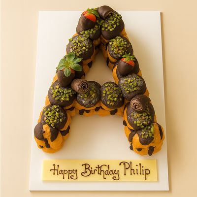 profiterole single letter cake