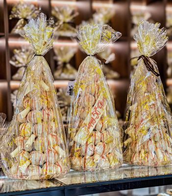 three white chocolate profiterole towers
